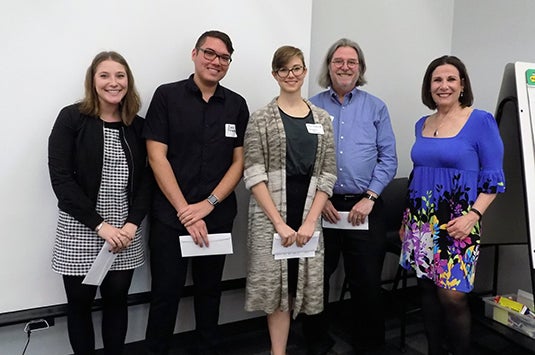 A mixed group of UIC graduate students with Ms. Jeanette Kauf-Stern