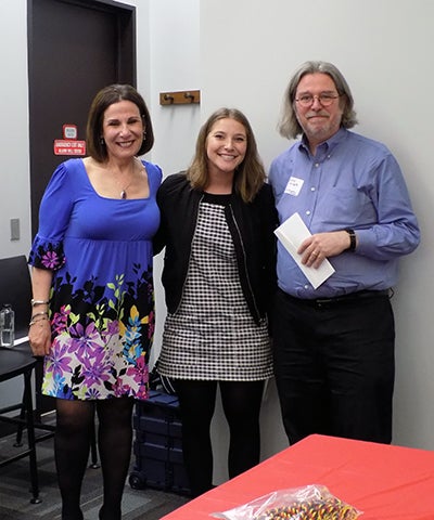 Jeanette Kauf-Stern with a female and a male UIC graduate student